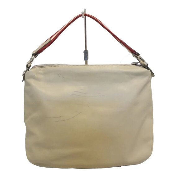 BALLY - Beige Red Leather Canvas Handbag - Picture 3 of 8